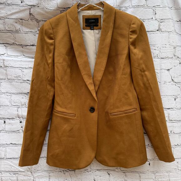 J. Crew Blazer Parke Tan 98% Wool Flannel Size O Classic Work Academia Office - Picture 1 of 8